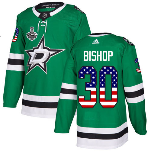 Adidas Men Dallas Stars #30 Ben Bishop Green Home Authentic USA Flag 2020 Stanley Cup Final Stitched NHL Jersey->dallas stars->NHL Jersey